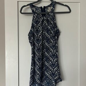Olive & Oak Navy and White Patterned Halter Tanks